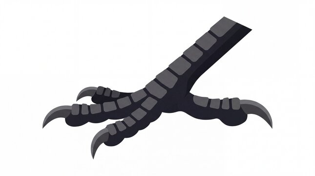 Scaly black bird claw with sharp talons isolated on white background