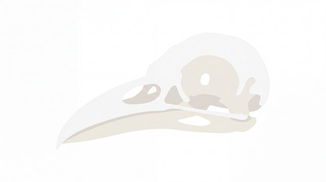 Minimalist bird skull illustration isolated on white background