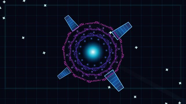 Futuristic Sci-fi Portal with Glowing Energy Center and Starfield Background