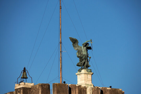 Bronze Archangel Michael Statue Atop Castel Sant Angelo Rome