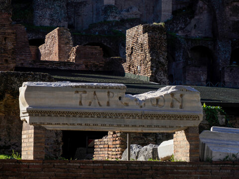 Ancient Greek Inscription on Marble Architectural Fragment Rome