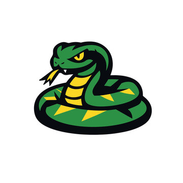 Fierce Coiled Green Viper Mascot Vector Icon