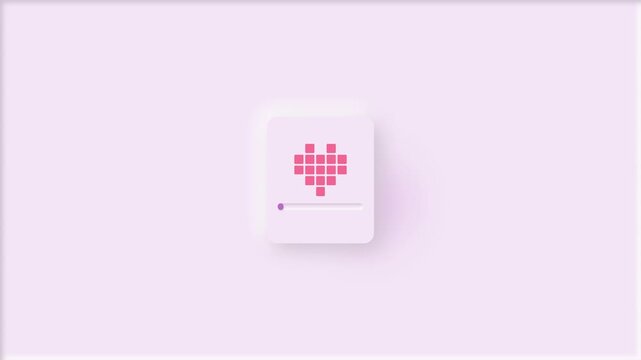 Neomorphic Heart UI Loading Progress Bar Animation Loop Background