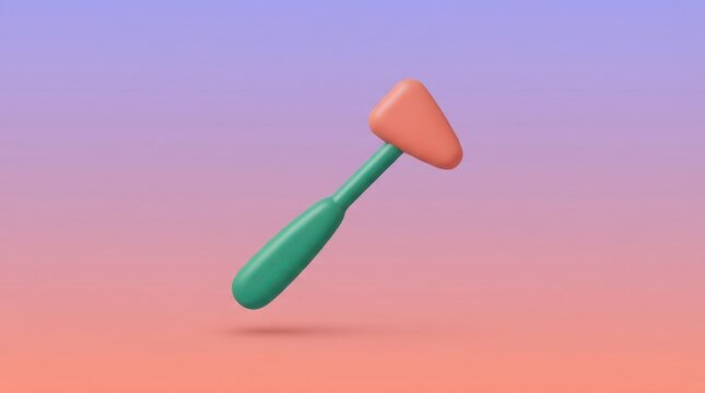 3D render of a medical reflex hammer icon isolated on a soft gradient background for healthcare