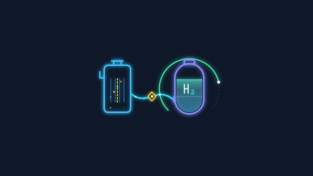 Animation of Battery Powering Hydrogen Gas Tank Storage