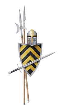 knight weapons isolated on white