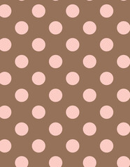 Seamless polka dot pattern background featuring light pink circles on a brown background, perfect for textile prints, digital scrapbooking, wallpaper, and decorative projects © HEMEL