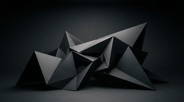 Abstract dark geometric shape with sharp pyramid triangles