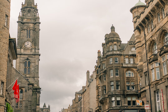 Royal Mile in Edinburgh Old Town with the historic Tron Kirk bell tower in Scotland, UK - 4 September 2026.