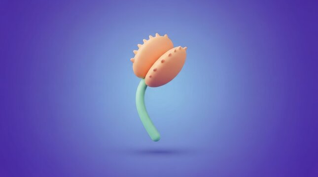 3D render of a cute cartoon Venus flytrap plant icon isolated on a solid blue background