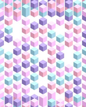 pattern isometric square Abstract geometric pattern with colorful cubes. Modern pastel background design for digital art
