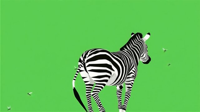 Vector Zebra Swishing Tail on Green Screen Chroma Key 5 Seconds Video