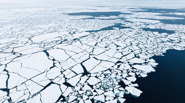 Expansive Aerial View of Ice Floes in Arctic Ocean During Daylight Hours