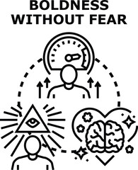 Fototapeta premium Outlined graphic displaying an overarching idea of boldness and bravery, linking a confident individual with high performance metrics, keen insight, and emotional strength, embodying courage