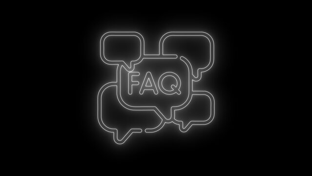 Neon FAQ Frequently Asked Questions Chat Bubble Icon Animation