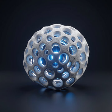 Futuristic electrode foam concept sculptural hero object 3D render