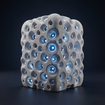 Futuristic electrode foam concept sculptural hero object 3D render