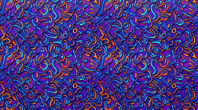 Seamless repeating Mandarinfish fish scale pattern intense violet purple base with brilliant cobalt blue