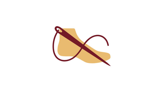Cobbler logo with a shoemaker's last, curved needle and waxed thread arc