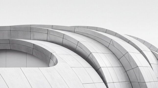 Futuristic Curved Architectural Facade with Modern Building Panels