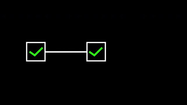 Step point simple minimalist concept with white box and check mark tick or checklist sign icon, 3 step infographic process, progress step by step sign information on transparent background, 4k video