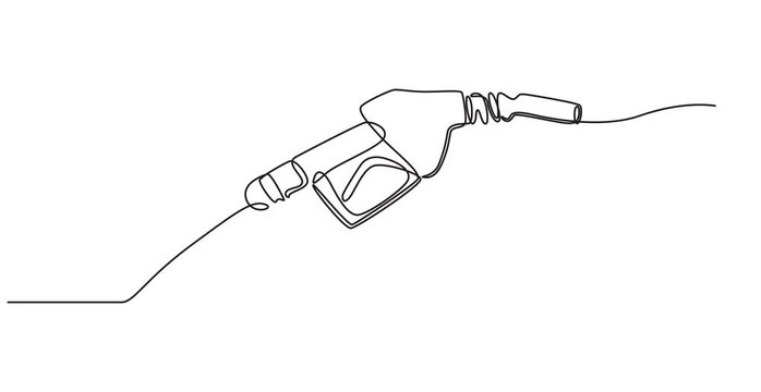 Gasoline pistol isolated on white background. One line continuous gasoline pistol art. Line art, outline, vector illustration animation, Gasoline pistol isolated on white background. One line,4k