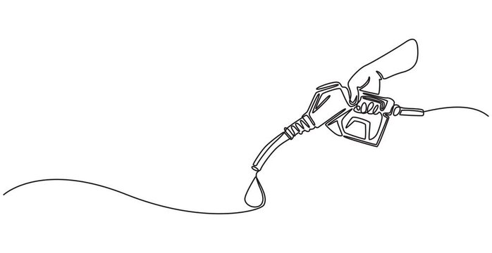 Gasoline pistol isolated on white background. One line continuous gasoline pistol art. Line art, outline, vector illustration animation, Gasoline pistol isolated on white background. One line,4k