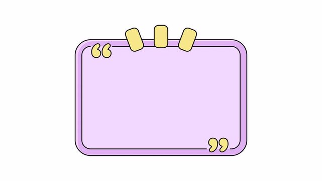 Animated Purple Quote Box with Yellow Tape and Quotation Marks on Transparent Background