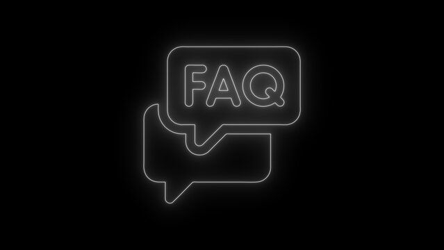 Neon FAQ Frequently Asked Questions Chat Bubble Icon Animation