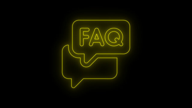 Neon FAQ Frequently Asked Questions Chat Bubble Icon Animation