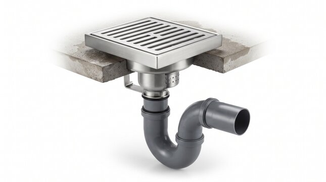 Modern Stainless Steel Square Floor Drain with P-Trap for Bathroom and Kitchen Plumbing