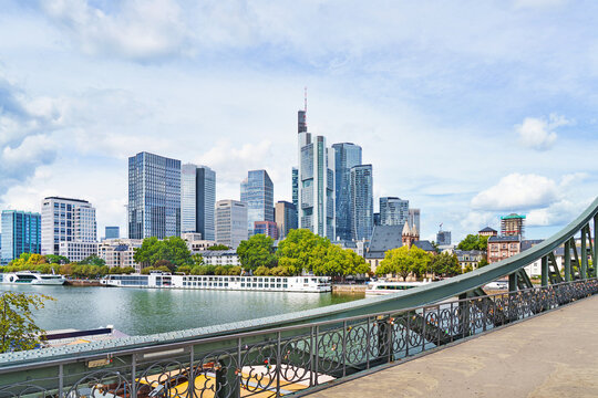 beautiful landscape - frankfurt am main in the summer. View of the skyline