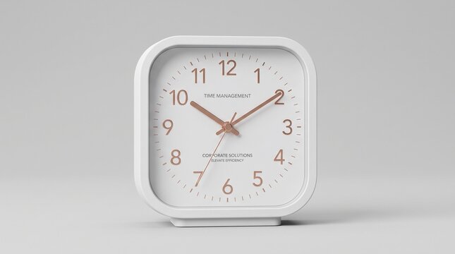 Minimalist White Analog Alarm Clock on Surface.