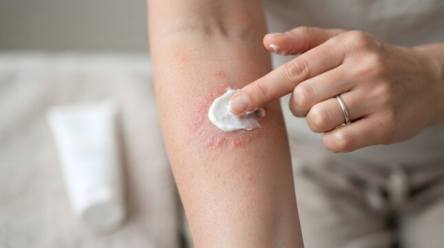 Hands Applying Cream Skin Patch