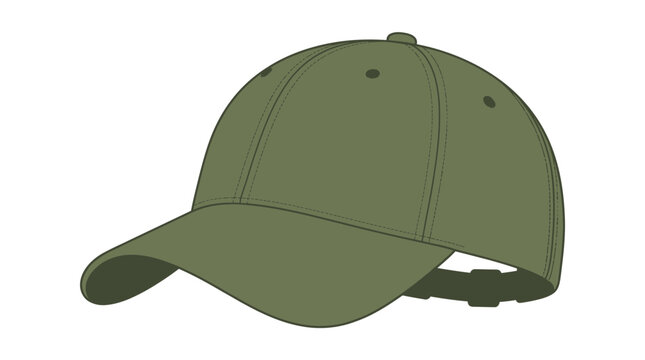 Olive Green Baseball Cap Isolated