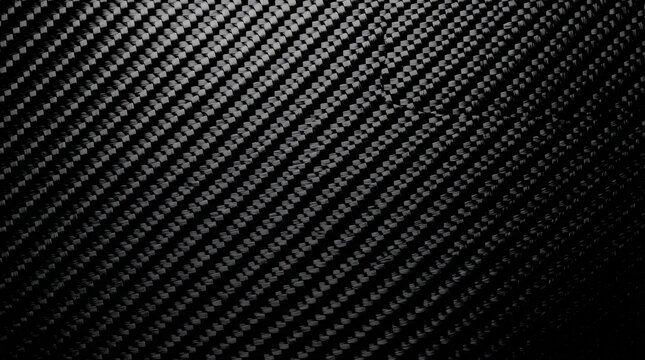 Premium carbon fiber material texture with dark grey woven pattern for high-tech industrial background or overlay.
