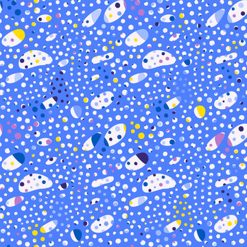 Blue white sea pebble stones background, abstract nature texture, zen garden or spa backdrop , seamless vector pattern illustration, small rounded stones