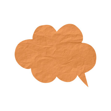 Orange cloud crumpled paper speech bubble