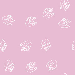 Obraz premium hold hand vector line seamless pattern hold hand sign illustration