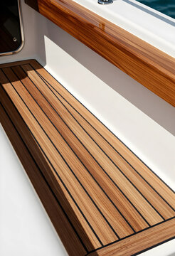Luxury yacht lifestyle and nautical travel, teak wood deck and boat interior details for maritime leisure and summer vacation on the open ocean