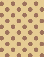 Seamless polka dot pattern background featuring brown circles on a beige background, perfect for textile prints, digital scrapbooking, wallpaper, and decorative projects. © HEMEL