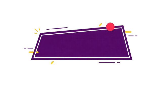 Purple trapezoid banner with decorative elements isolated on transparent background