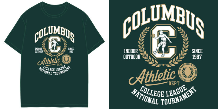 columbus athletic dept college league national tournament indoor outdoor since 1987 retro sports vector illustration artwork