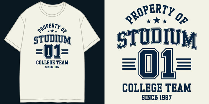 property of studium 01 college team since 1987 retro sports vector illustration artwork