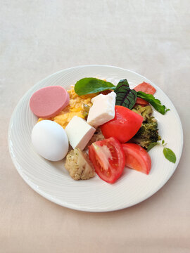 delicious dish for breakfast on a plate in a restaurant
