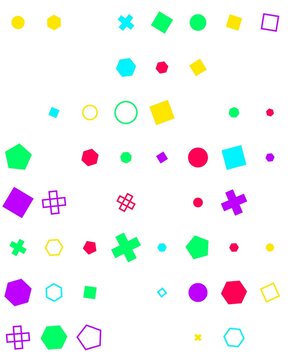 pattern grid square Colorful Geometric Shapes Abstract Pattern Background Design with Circles Squares Hexagons and Stars