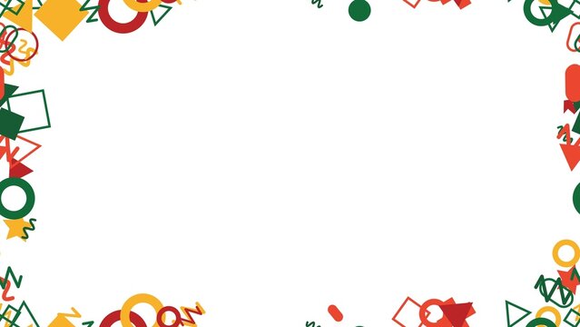 pattern memphis horizontal Colorful Abstract Geometric Shapes Border Frame Festive Background Design Elements for Celebration and Fun