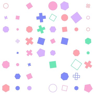 pattern grid square Seamless Pattern of Colorful Geometric Shapes and Symbols on White Background Vector Illustration
