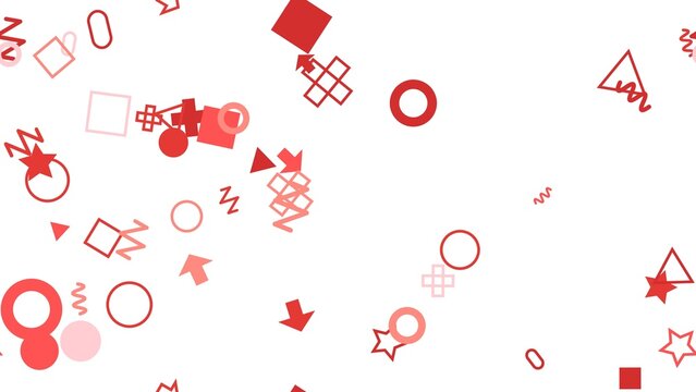 pattern memphis horizontal Red Geometric Shapes and Symbols Scattered on a White Background Abstract Festive Design Elements