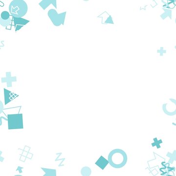 pattern memphis square Abstract Geometric Shapes Light Blue Background Pattern with Arrows Circles Squares and Plus Signs